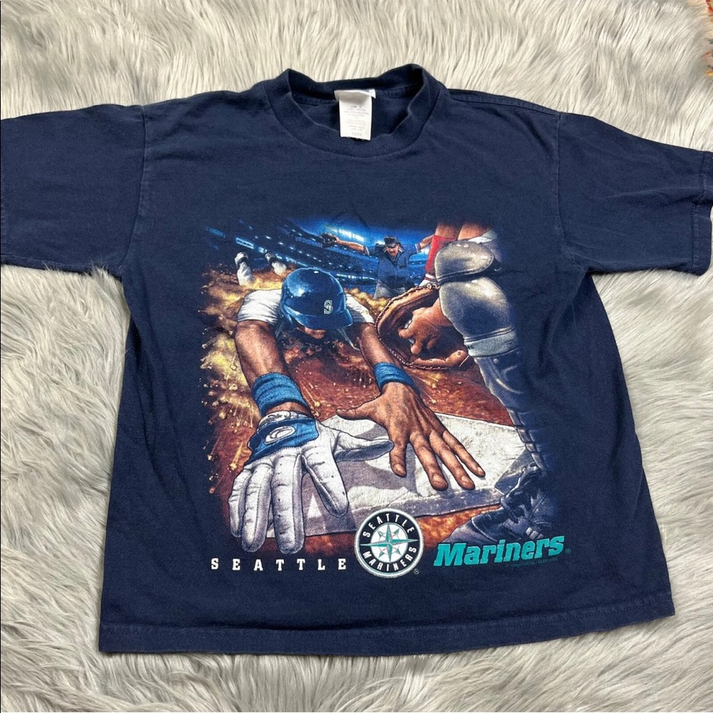 Vintage 2003 Seattle Mariners MLB Youth Boys Navy T Shirt